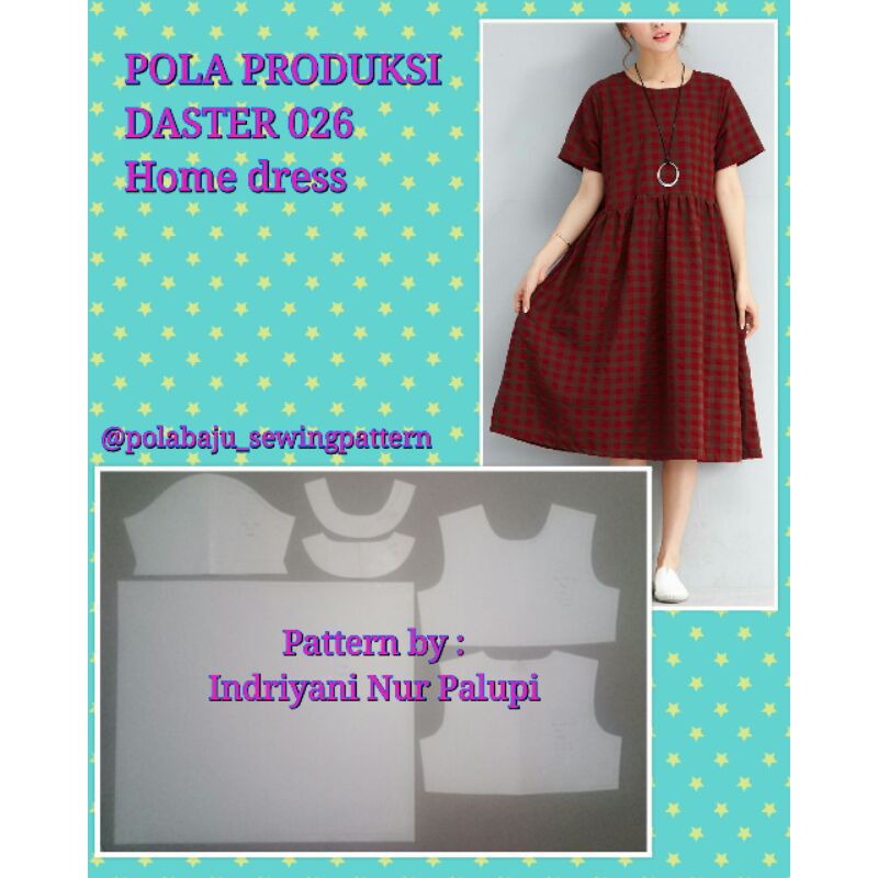 POLA DASTER HOMEDRESS 026 - Pola Baju - Pola Produksi - Pola Instan