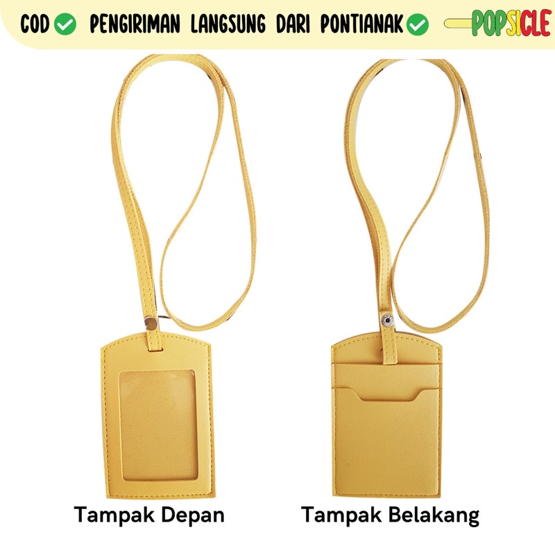 

Name Tag Flashee Kancing ID Card Holder Kancing Kulit Lanyard Kancing Kulit PU Lanyard Kuning