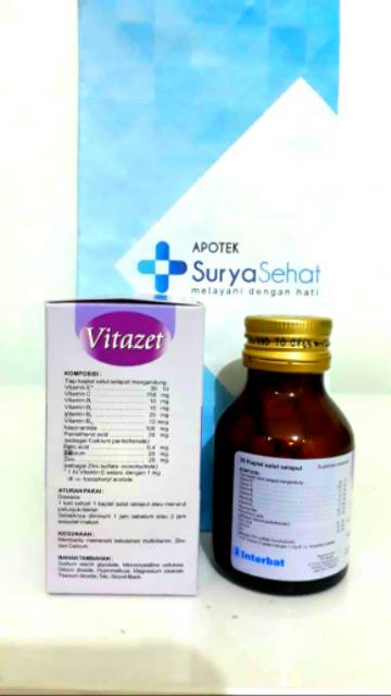 Vitazet Multivitamin 1 botol isi 30 Kaplet - Vitamin C 750mg Zinc