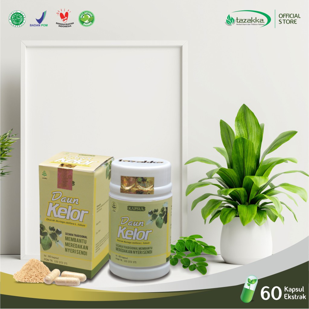 Obat Nyeri Sendi | Kapsul Herbal DAUN KELOR Tazakka HALAL BPOM | Isi 60 Kapsul | Kapsul Asi Booster