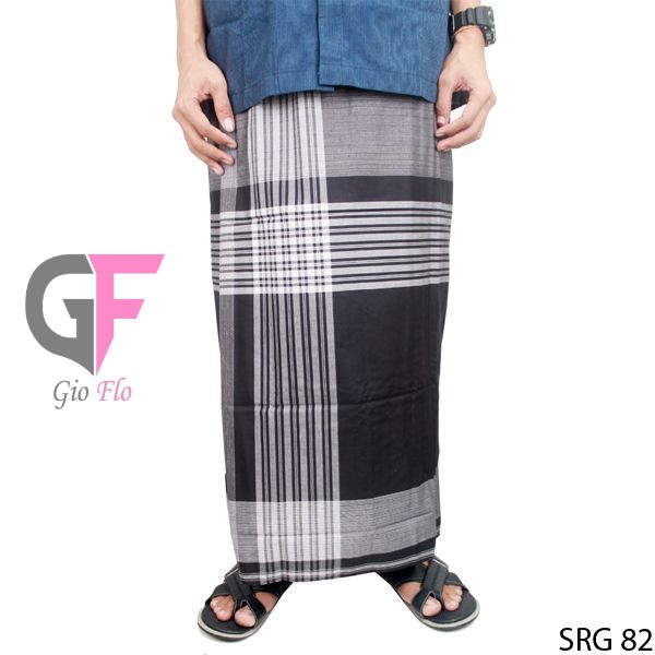 GIOFLO Perlengkapan Sholat Sarung Muslim Pria White Black / SRG 82