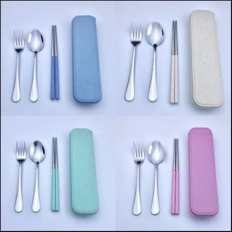 INFORMA Appetite Set Alat Makan 3 Pcs SENDOK GARPU Portabel/CUTLERY SHABBY SET 3 PCS