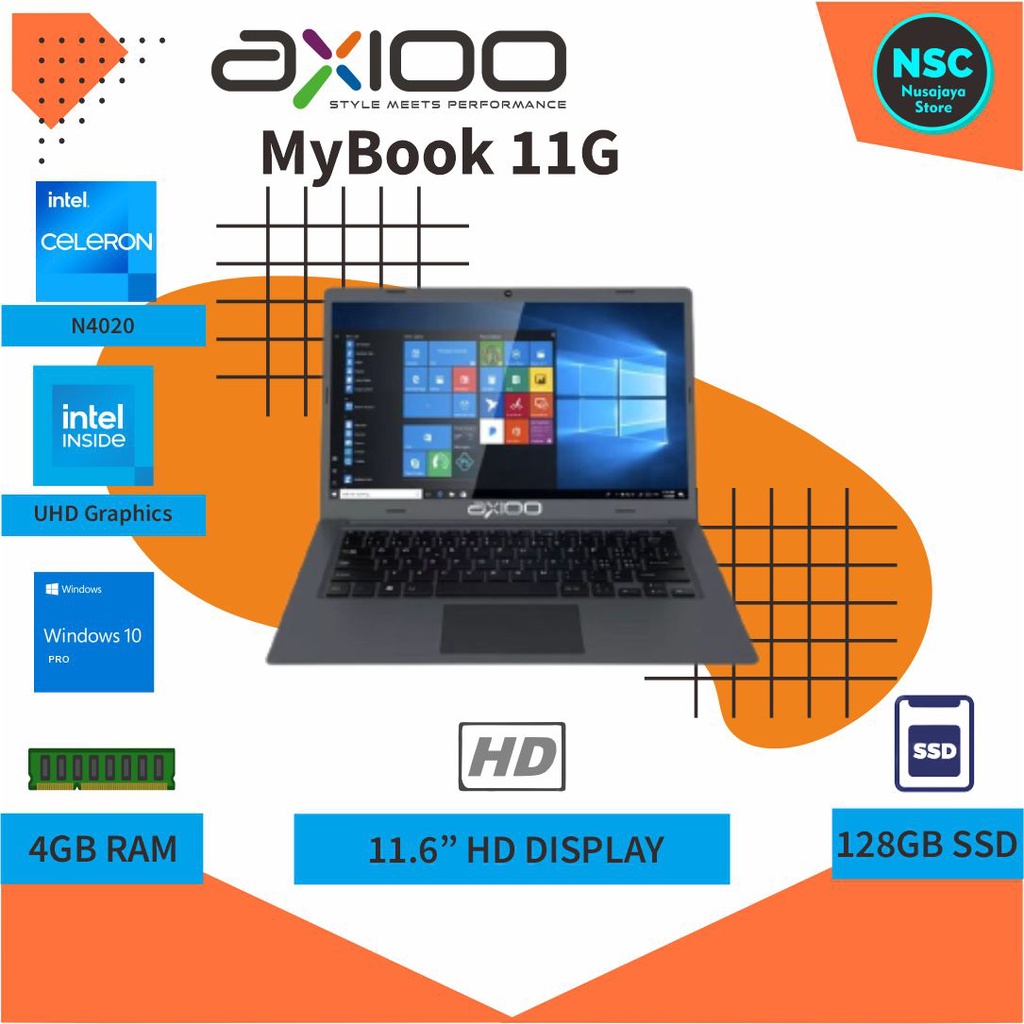 AXIOO MYBOOK 11G N4020 4GB 128GB 11,6" WIN