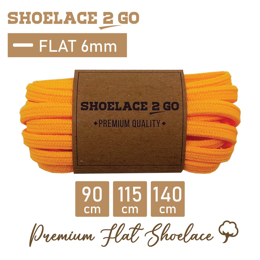 SHOELACE 2 GO PREMIUM TALI SEPATU GEPENG PIPIH FLAT - SF6 - I2 - LIGHT ORANGE - 6MM