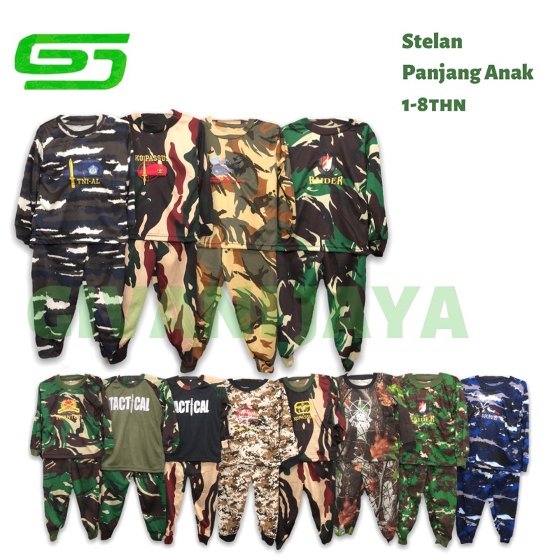 Stelan Baju Anak Laki Laki Loreng / Tactical Panjang Usia 1 sampai 8thn