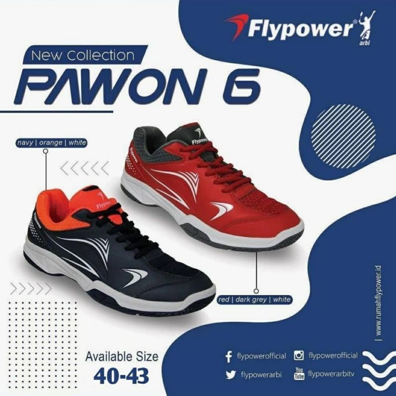 Sepatu badminton flypower pawon 6 original