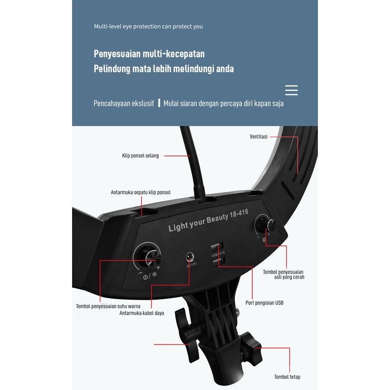 Ring Light Touchscreen Lampu LED Ukuran 26CM,33CM,45CM Tersedia Paket Lengkap Terbaru