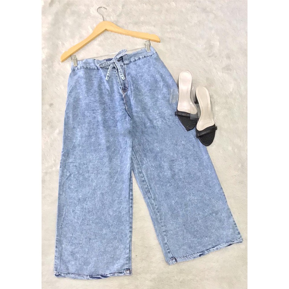 XXX Celana Kulot Highwaist Jeans Snow Acid Tali Pinggang