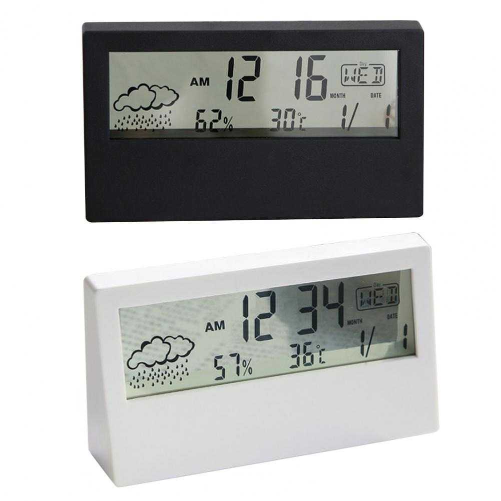 (BISA COD) RVOSTR  Jam Alarm Meja Digital Thermometer Hygrometer Station YQ329