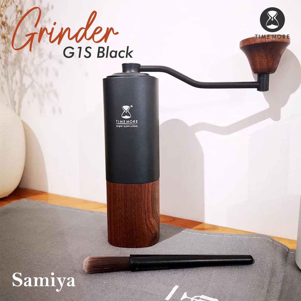 timemore grinder coffee G1S black titanium version / grinder kopi burr premium quality black walnut