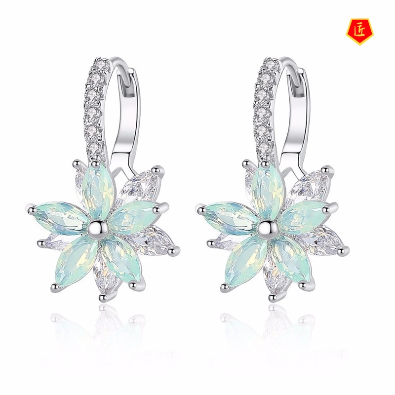 [Ready Stock]Fashion Creative Multicolor Crystal Flower Diamond Earrings