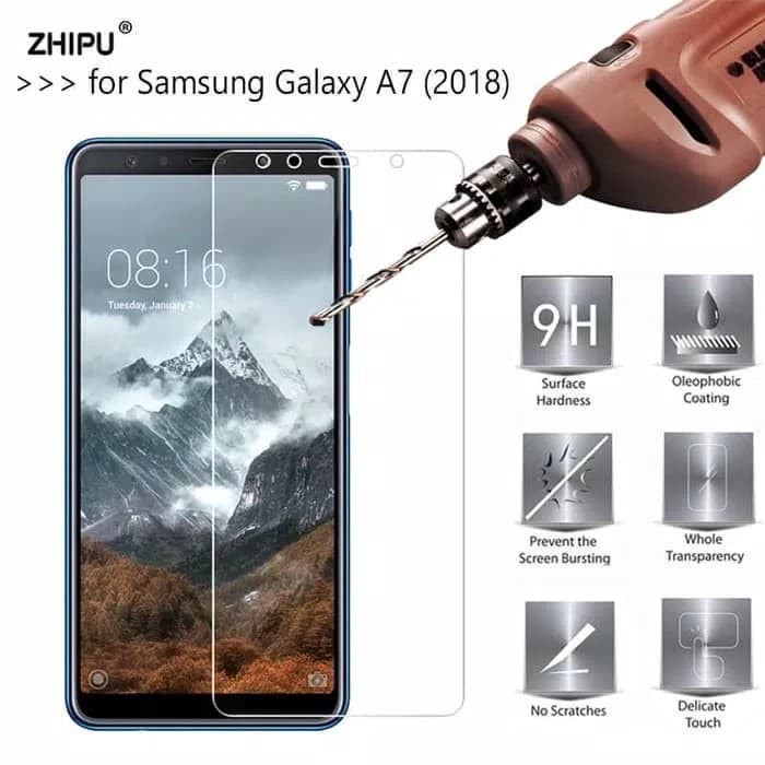 TEMPERED GLASS SAMSUNG A7 2018 A750F NEW ANTI GORES KACA FULL BENING - SCREEN PROTECTOR