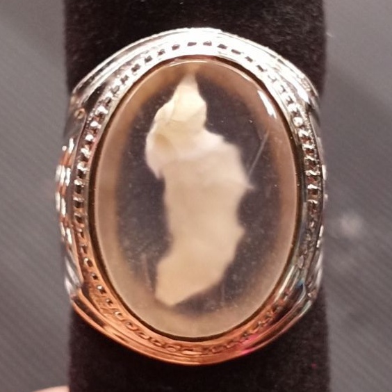 Batu Akik Kristal Gambar Kepompong - Chalcedony Motif. Bukan Bacan Totol Bacan Coklat