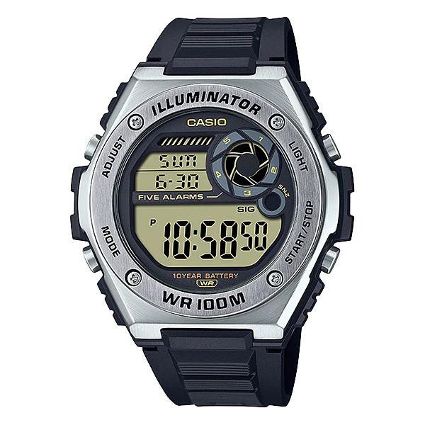 Casio Original MWD-100H-9A Jam Tangan Pria Illuminator Digital Black Hitam Rubber Karet