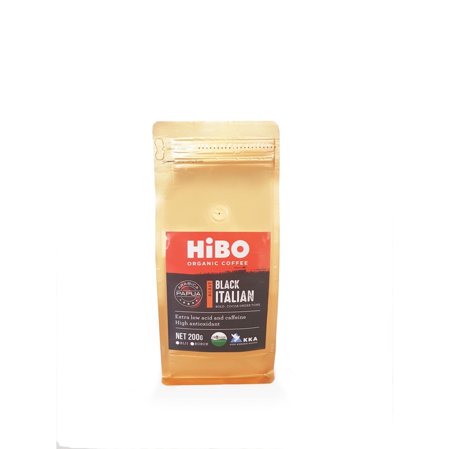 Hibo, Organic Coffee Bean (Biji Kopi Organik) Black Italian 200gr