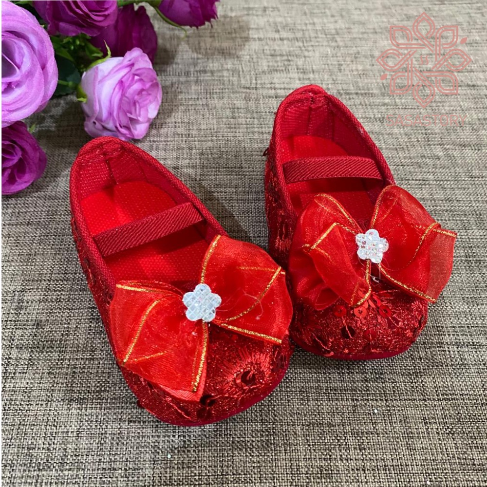 SEPATU PREWALKER BABY BAYI ANAK PEREMPUAN PITA BESAR 0-12 BULAN FP13