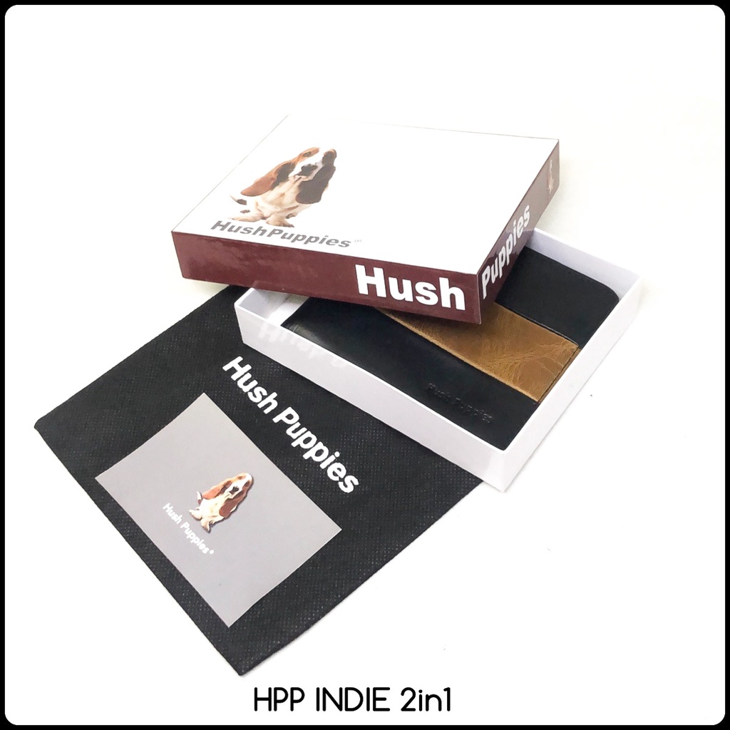 dompet kulit laki Hushpuppies Indie 2in1 premium quality bahan kulit dapat dompet mini card slim