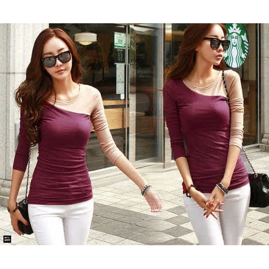 Baju Wanita YL  [Loose kombi maroon FT] blouse wanita spandek maroon YM Baju Grosir KS
