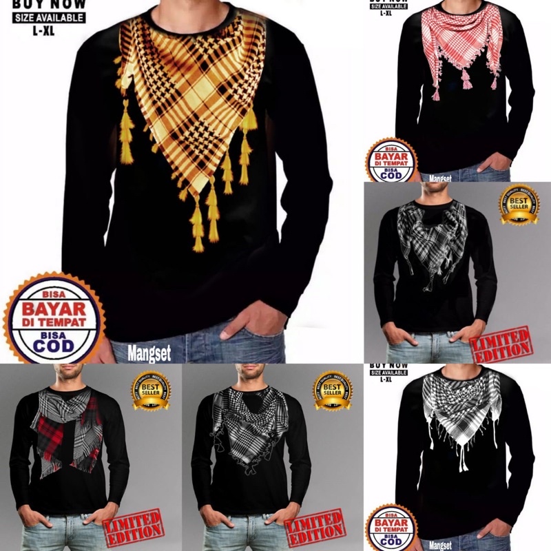 Shalch trendy / Kaos distro pria motif Sorban lengan panjang black