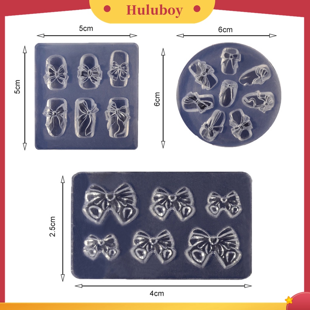 Huluboy Huluboy♡ Cetakan Kuku Tebal Tiga Dimensi Bentuk Pita Untuk Salon