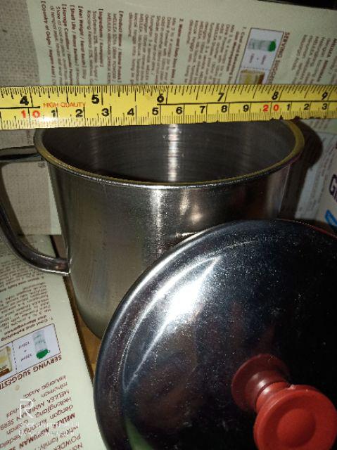 Mug Stainless 12 Cm Disertai Tutup Handle Stainless - Gelas Stainless 12cm Dengan Tutup