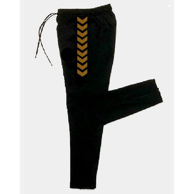 trackpant celana panjang olahraga pria/wanita gratis tas serut (random)-List emas