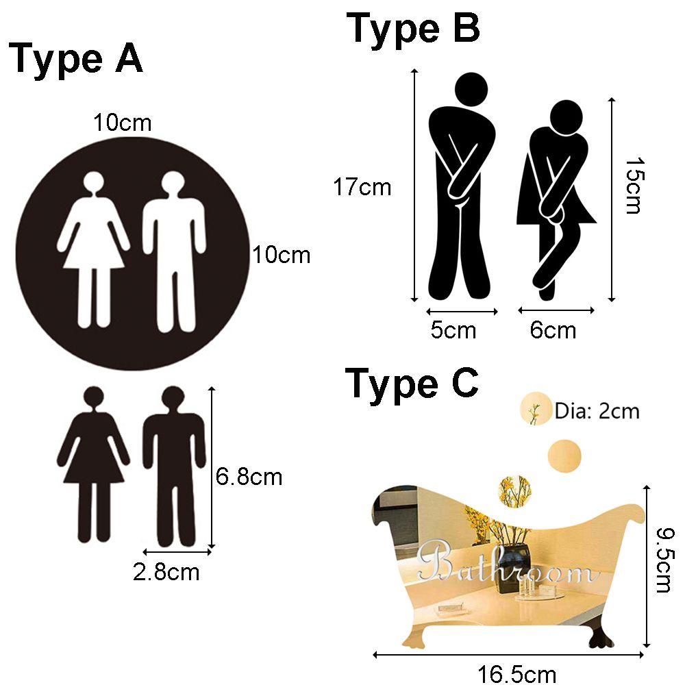 Chookyy Tanda Masuk Toilet DIY Pintu Kamar Mandi WC Dekorasi Permukaan Cermin Decal