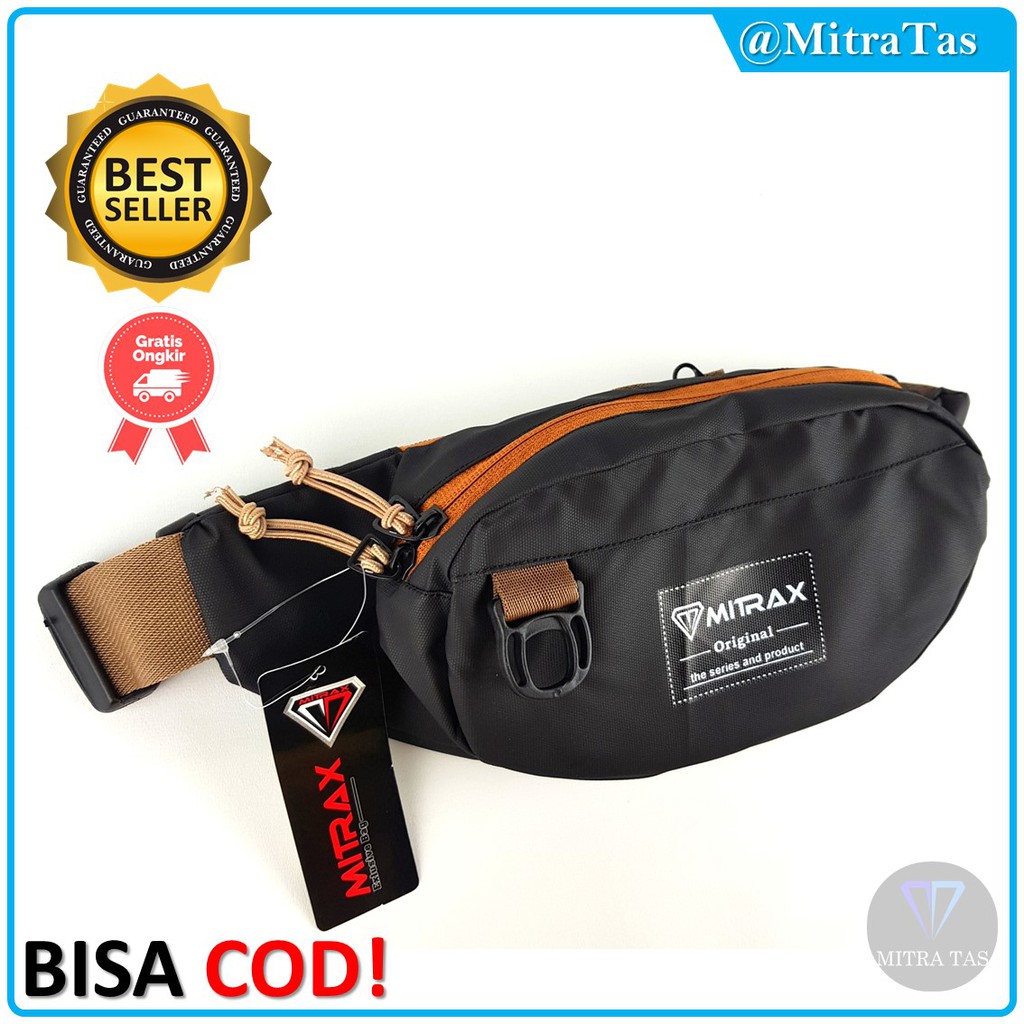 Waist Bag Mitrax Seis Bahan Kulit Bimo Waterproof! Tas Pinggang / Waistbag Pria Keren Anti Air!