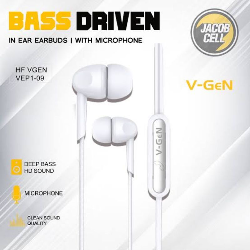 Handsfree extra bass earphone buds original Headset bass V-GEN [VP-09]