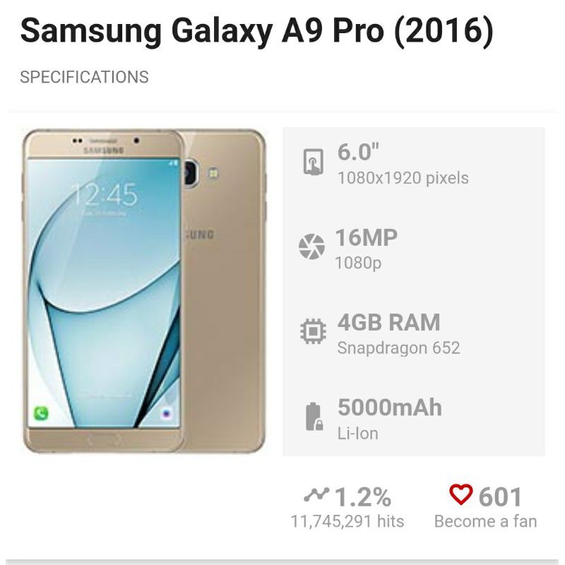 Samsung A9 pro 2016 dual sim