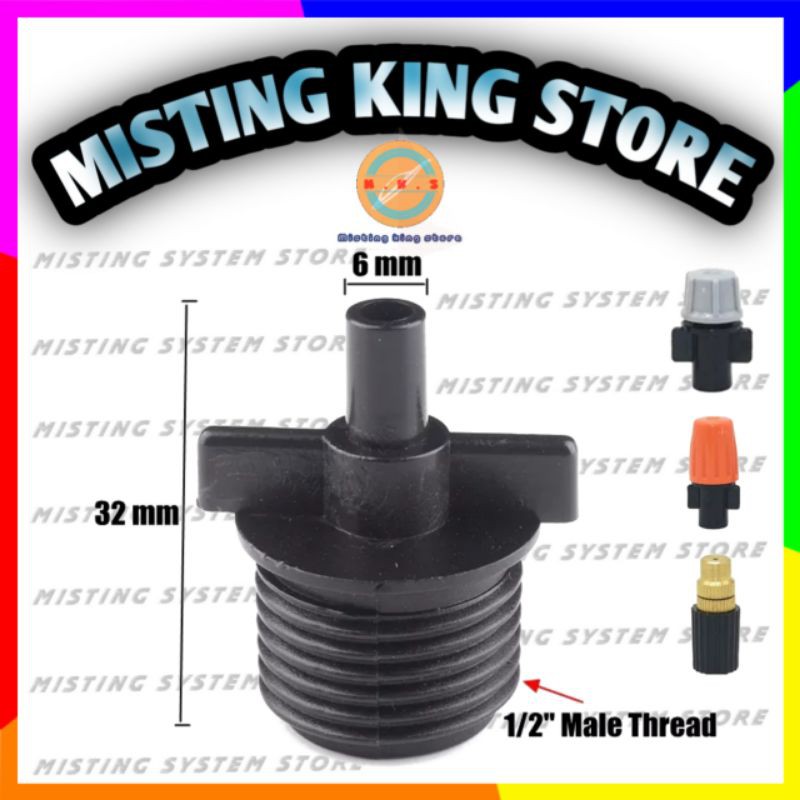 KONEKTOR ADAPTER 1/2 INCH UNTUK KE NOZZLE SPRAYER 6MM MIST NOZZLE COCOK DIOASANG DI PIPA PVC 1/2&quot;