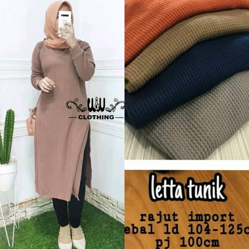 Tunik wanita bahan knit rajut import ukuran allsize ld fit 120