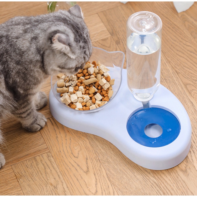 Adda Home - Dispenser Feeder Tempat Makan Minum Anjing Kucing Kelinci Mangkuk Bentuk Kucing 29x15x3.5cm