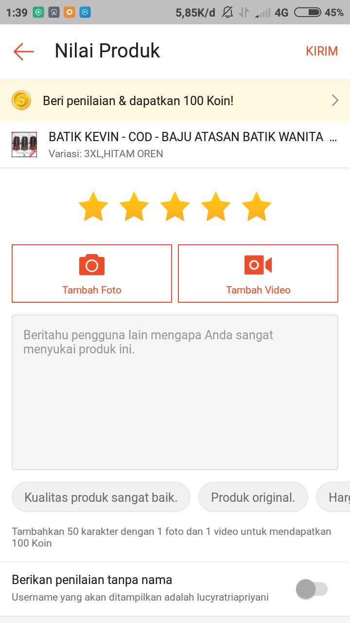 Batik Kevin - Cod - Baju Atasan Batik Wanita  - Tunik Batik Ukuran S Sampai Xxxl Ld 120cm