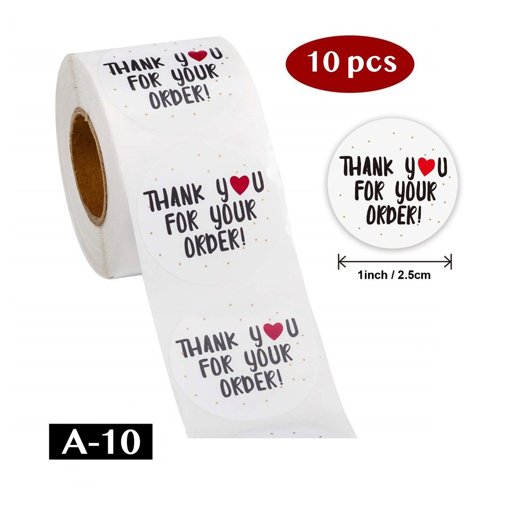 AliMaMa - STIKER THANK YOU 10 PCS - Sticker Terima Kasih Segel Olshop Online Shop Packaging Packing Souvenir Suvenir Import Murah Medan-A-10