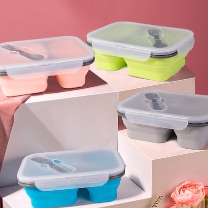 Kotak Bekal Lipat Folding Lunch Box Silicone Tempat Makan Lipat Portable Untuk Traveling