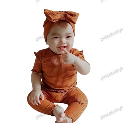 Plazababyku BBB VINCY setelan anak perempuan jumper bayi motif bunga lucu free headband