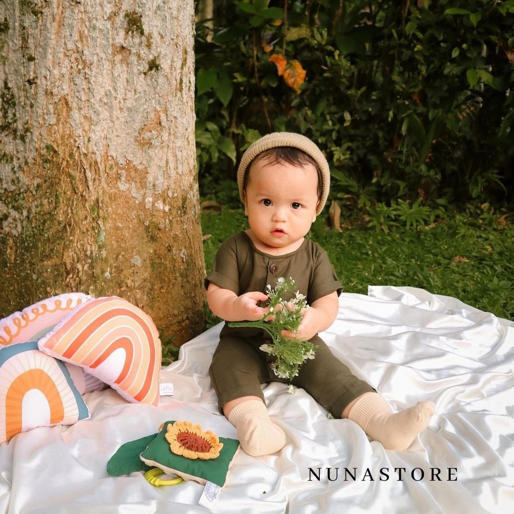 Nuna Store Jumper Polos bayi lengan pendek usia 0 -12 bulan / baju bayi jumper pendek lokal