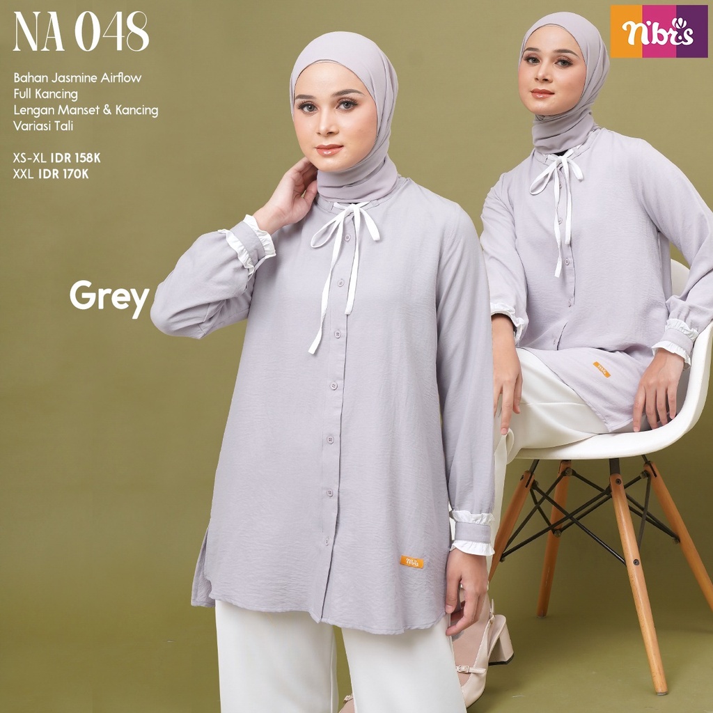 Nibras Atasan NA 048 Bahan Jasmine Airflow Kemeja Wanita Muslimah Simple Polos Formal OOTD