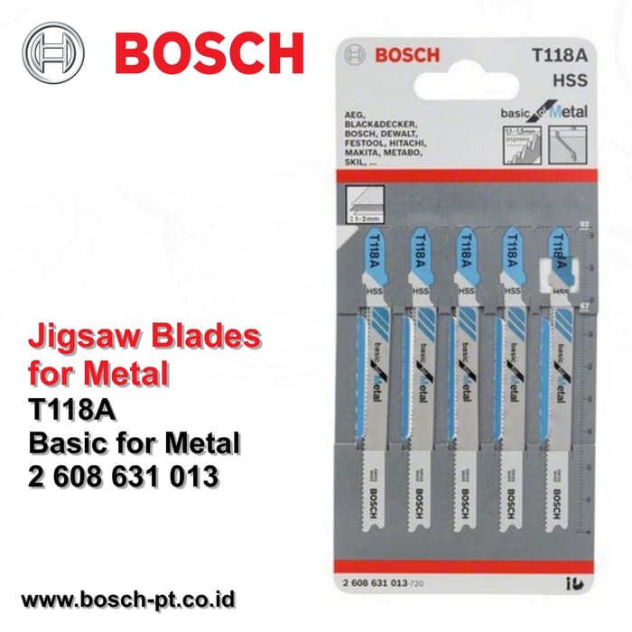 Bosch Mata Jigsaw/Mata Gergaji T118A Bosch Untuk Besi Metal (Per Pack)