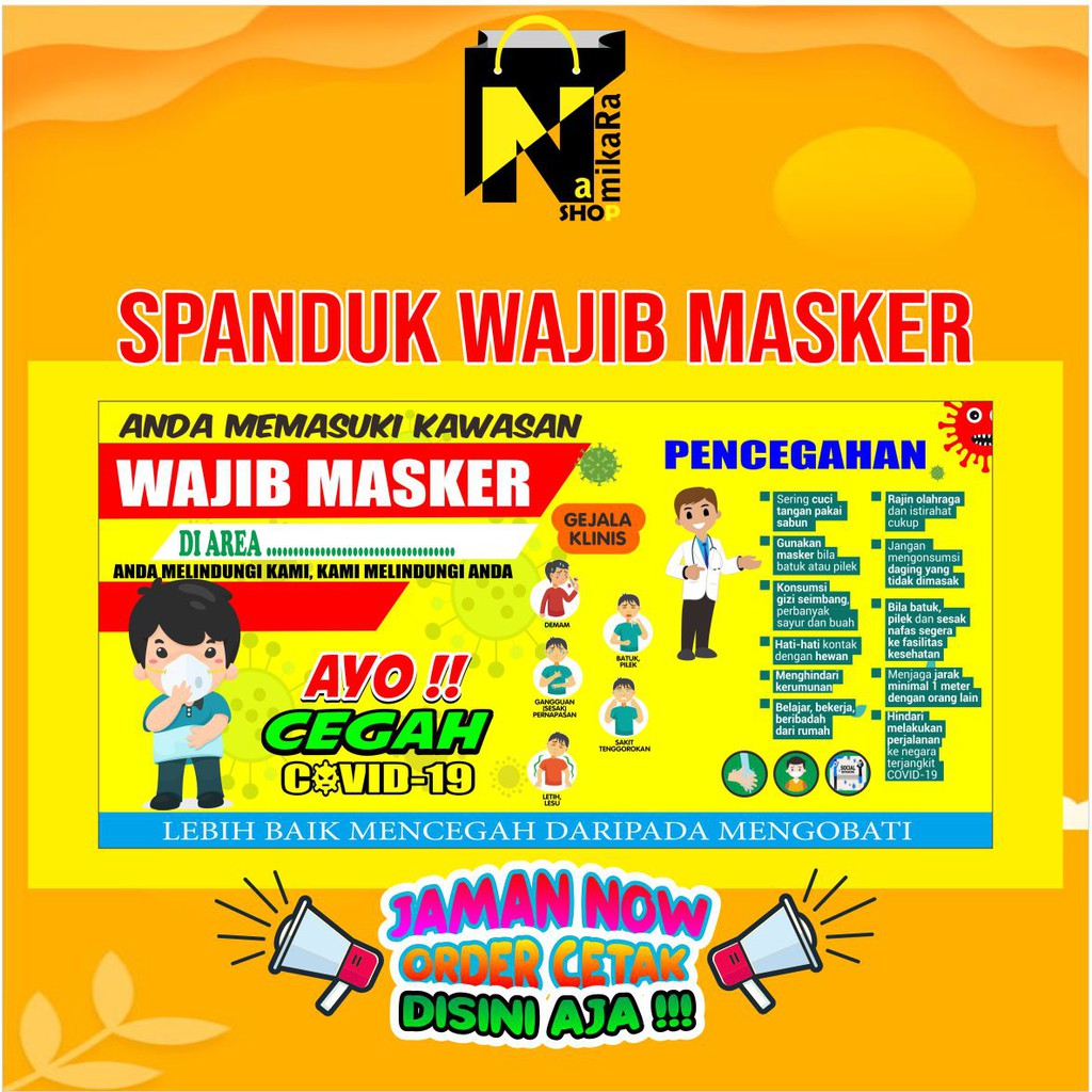 Spanduk Banner Backdrop Kawasan Wajib Masker / Banner wajib masker / Spanduk wajib masker / bisa COD