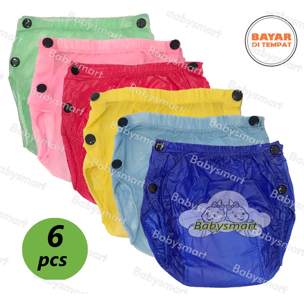 Babysmart -  6 Pcs Popok / Celana Bayi PLASTIK Cuci Ulang / Diapers / Celana Lampin / Clodi Murah