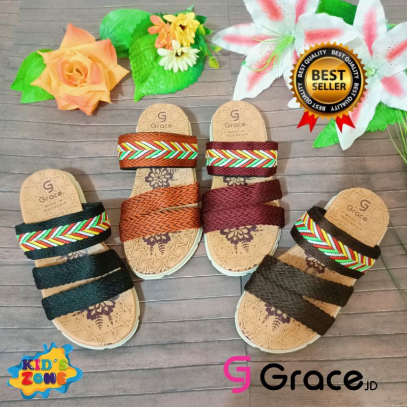 GRACE [JASMINE BAN3M RAINBOW] Sandal Selop Rajut Anak Cewek/ Sandal Rajut Ban 3M Anak Perempuan