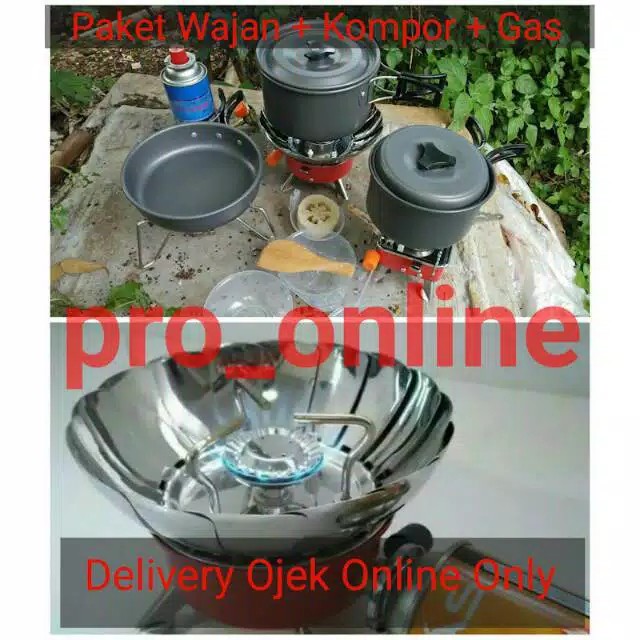 Paket Extra kompit Cooking Set DS300 Kompor Windproof K203 Camping Outdor