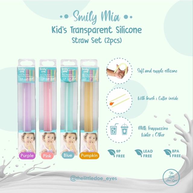 [READY] Smily Mia Transparent Silicone Straw Set