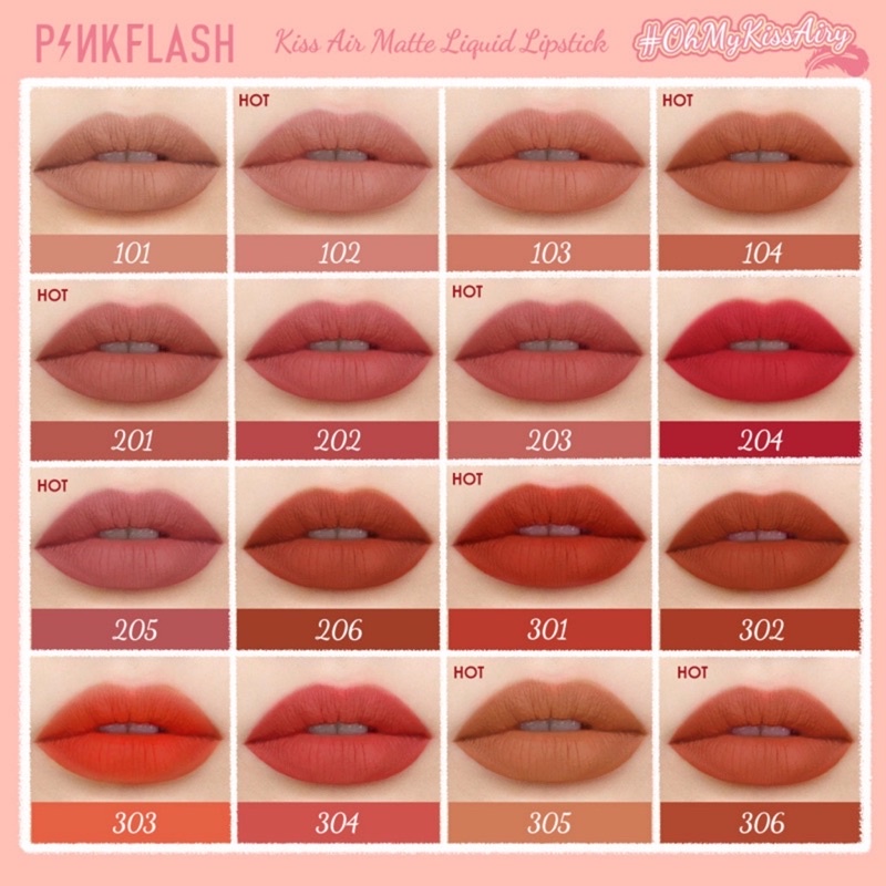 PINKFLASH OhMyKissAiry Kiss Air Matte Liquid Lipstick Waterproof  Lip &amp; Cheek Tint Double Use