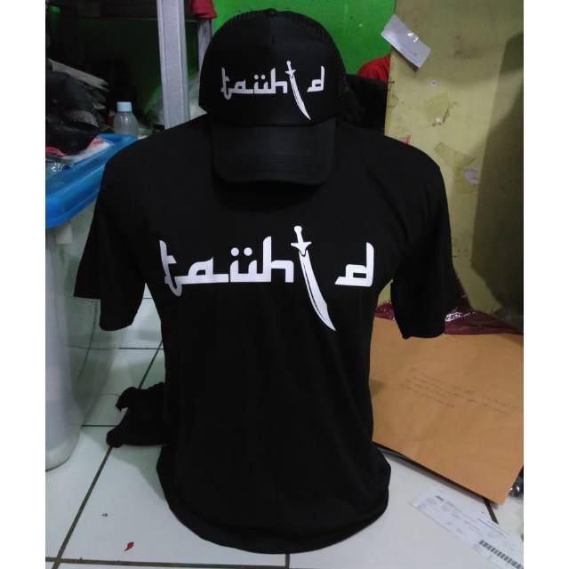 kaos tauhid pedang plus topi