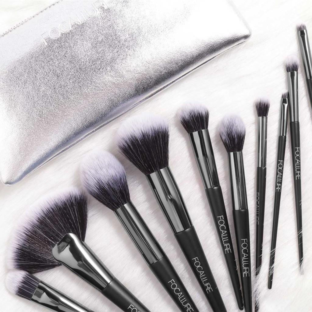 ★ BB ★ FOCALLURE 10Pcs Makeup Brushes Set + Pouch - FA70 B - FA 70 B
