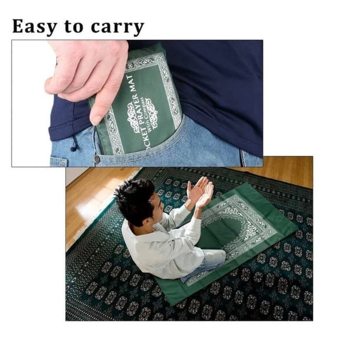 SAJADAH LIPAT + KOMPAS KIBLAT WATERPROOF