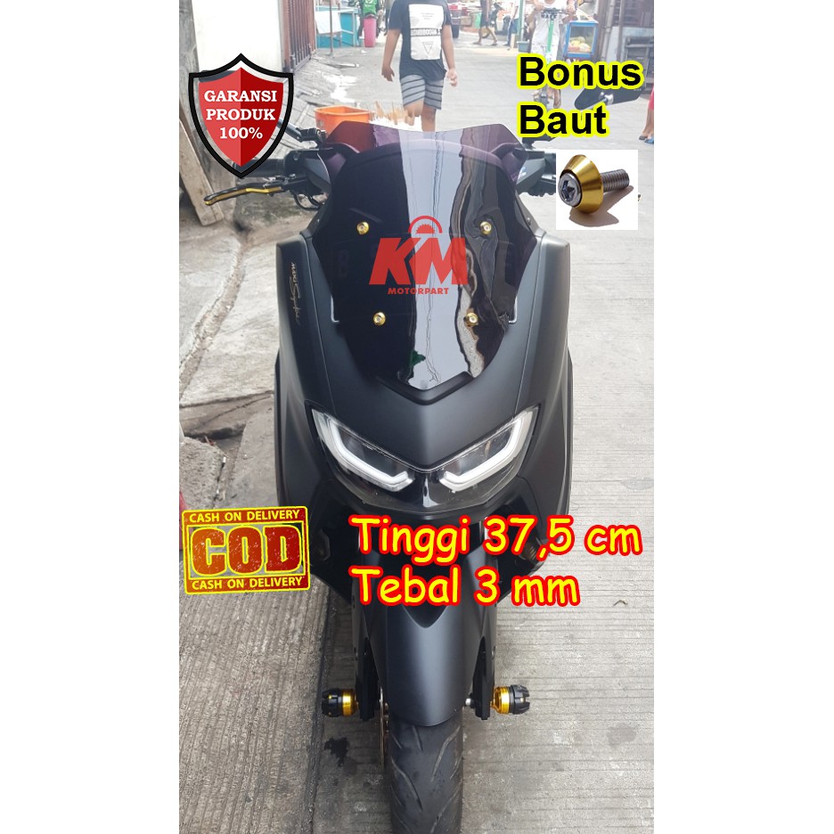 Visor Windshield NMax 2020 Ocito All New N Max Hitam dan Bening Tebal 3 mm &amp; 2 mm Bahan Mika Akrilik